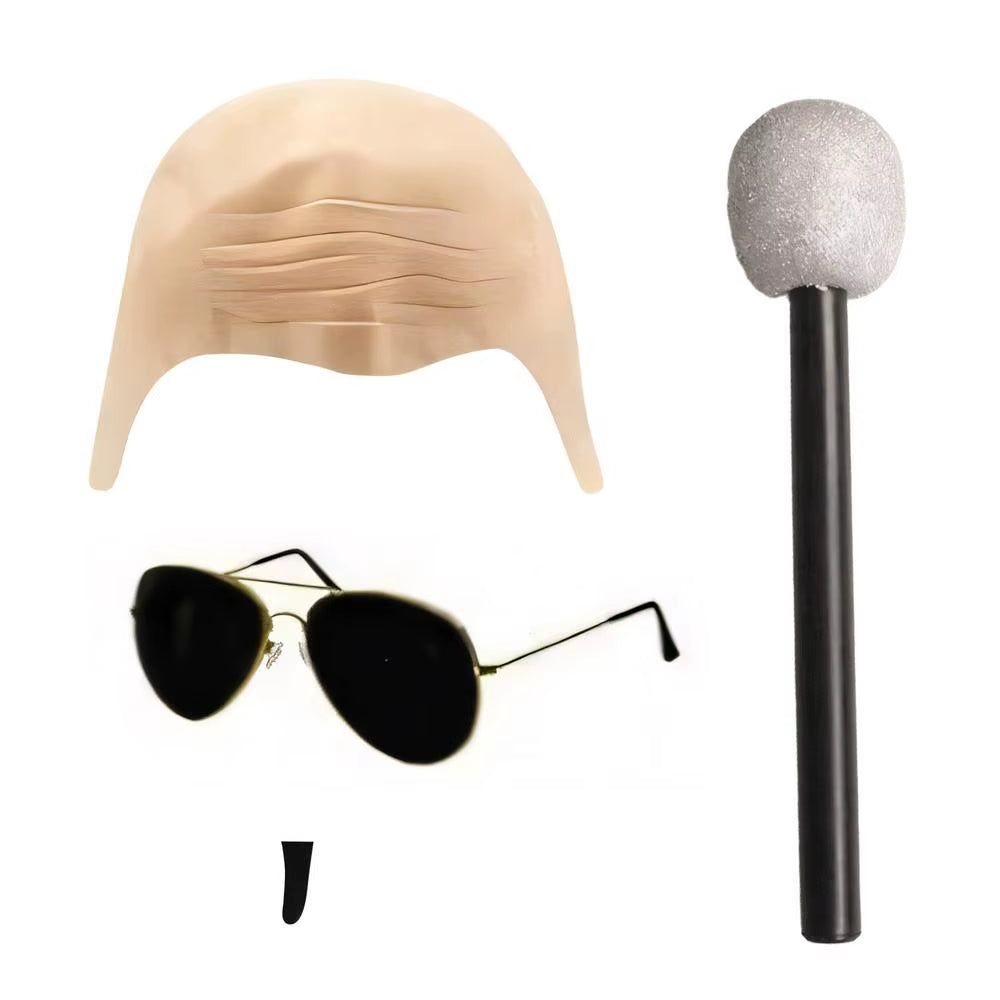Bald Cap Bald Caps with Glasses Fancy Toys Cosplay Funny Headwear for Menwomen Cosplay Performance Theater Party Halloween Stage